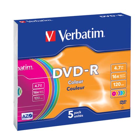 DVD-R Verbatim 16x 4.7 GB Slim Case conf. da 5 - 43557